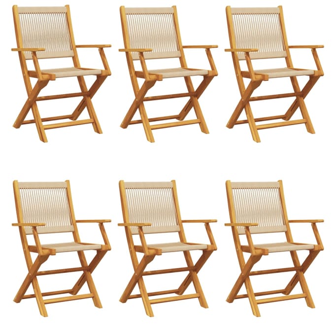 vidaXL - Klapstoelen - 6 - stuks - Beige - Massief - Acaciahout