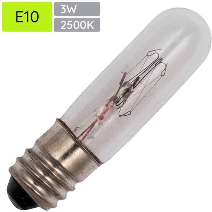 Signaallamp E10 130V 3W - 23 mAh - Per stuk - T10 Gloeilamp Ø10mm - 40mm - 2500K - Dimbaar
