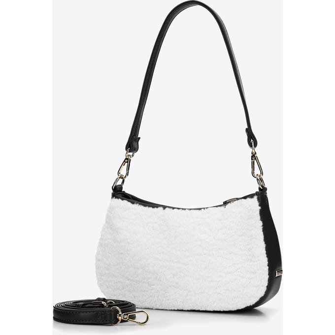 Wittchen Dames Baguette Handtas met Kunstbont Klein Crème en Zwart Crème en