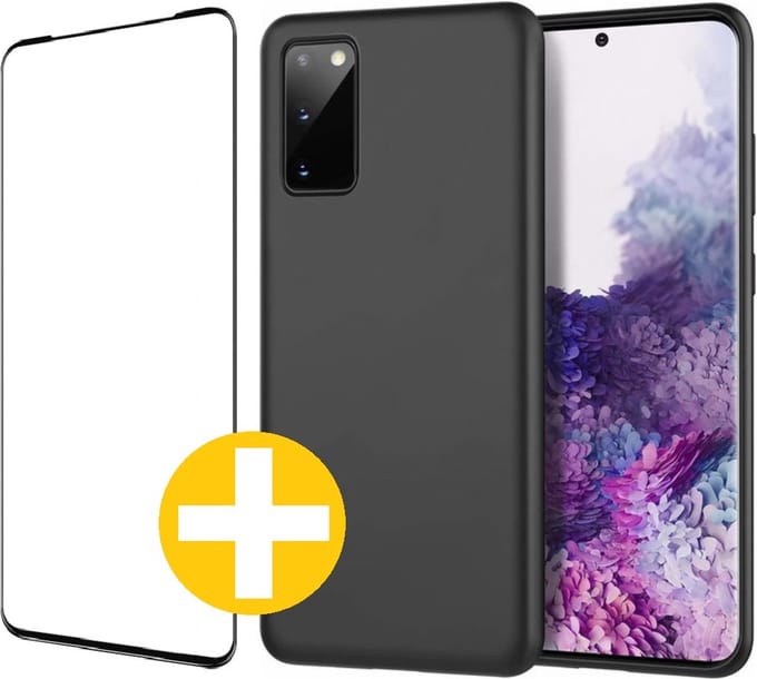 Hoesje en Screenprotector Combi Geschikt Voor Samsung S20 FE - Zwart Hoesje + Premium Screenprotector
