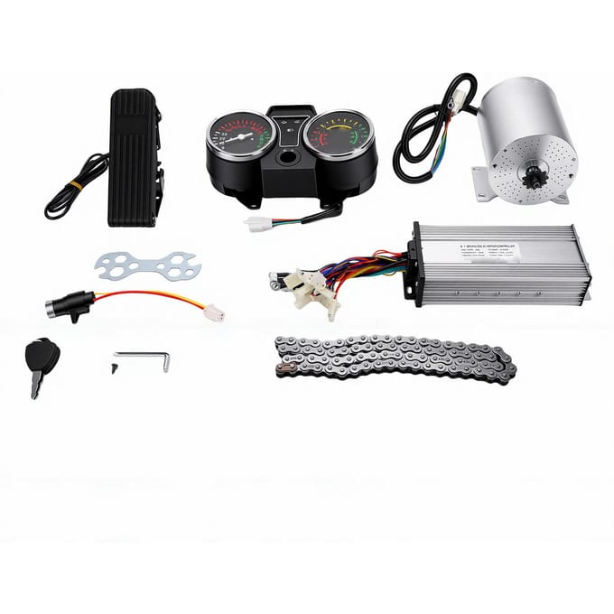 Elektrische Borstelloze DC Motor Kit 48V 2000W Elektrische Borstelloze Motor met Controller Code Tabel Pedaal Ketting voor Go Karts black