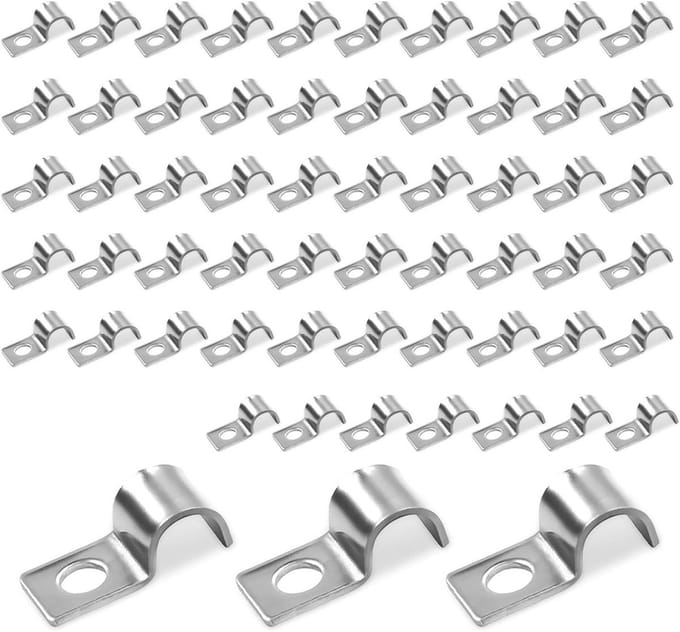 60x Schroefbare Kabelklemmen RVS U-Klemmen voor 8mm Kabels - Muur Kabelhouder