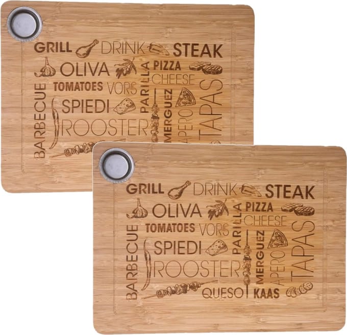 2x Stuks tapas serveerplank rechthoek 38 x 28 cm van bamboe hout - Serveerplank - Broodplank