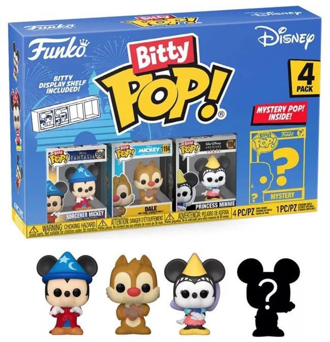 Funko Bitty Pop! Disney 4 Pack Sorcerer Mickey, Dale, Princess Minnie and mystery