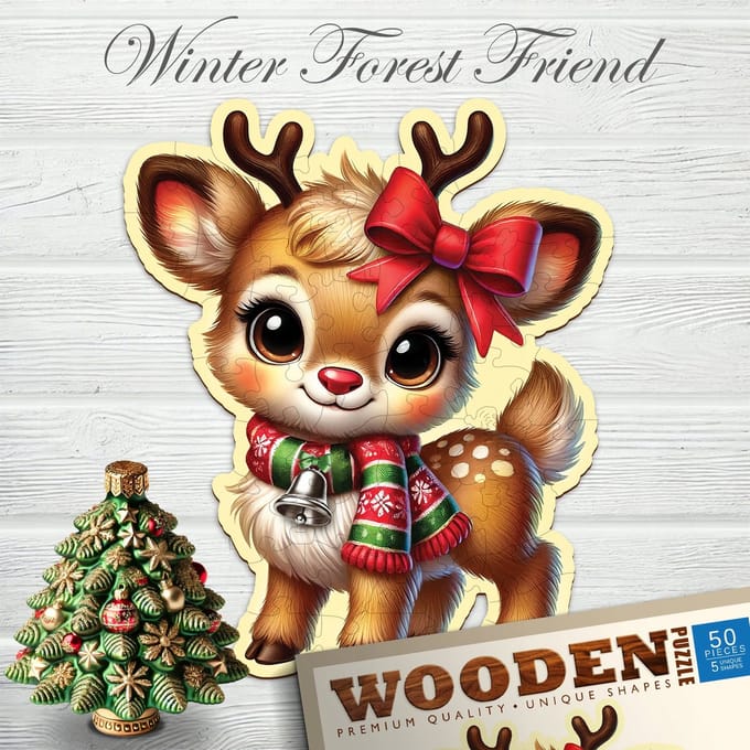 Houten Kerst Puzzle met Figuren - 50 Delen