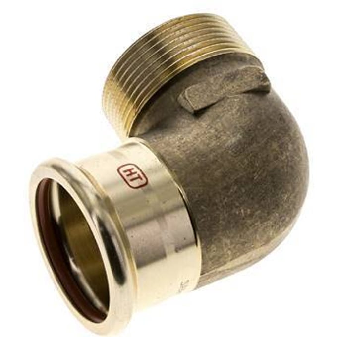 90 graden L-Perskoppeling - 42mm Persmof & R 1-1/2'' Buiseinde - Koperlegering