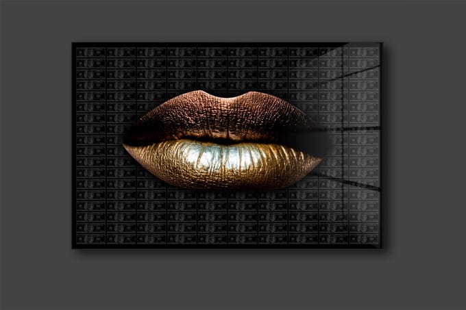 Dollar Lip schilderij op plexiglas 120x80