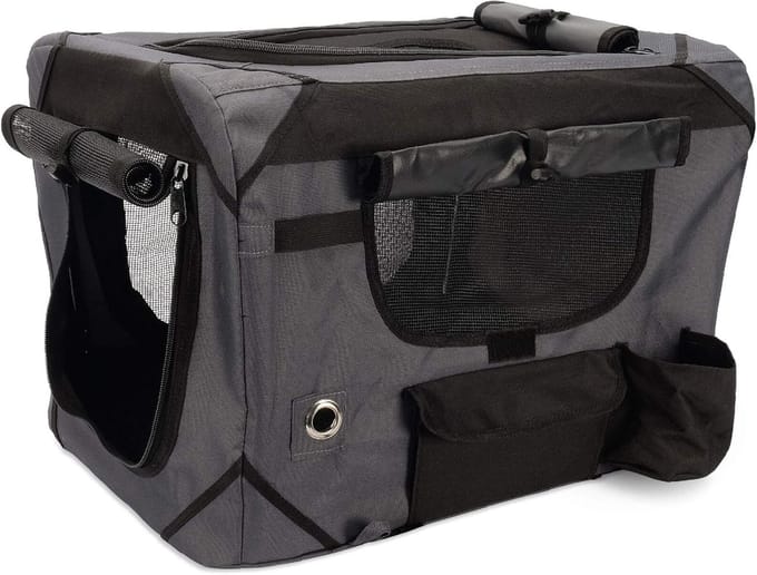 Luxe Zachte Reismand voor Honden met Opbergvak - Groot Grijs/Zwart