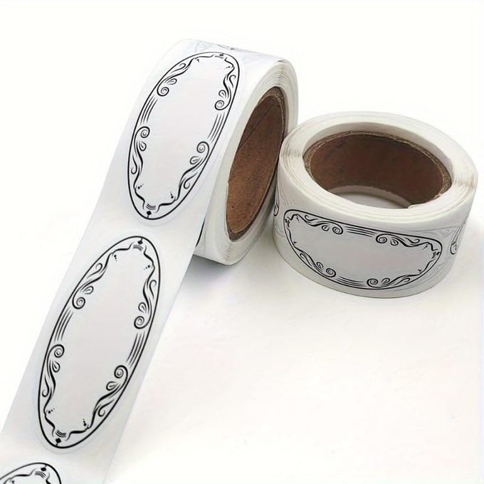 1 Rol Ovale Witte Beschrijfbare Etiketten met Voedselclassificatie-etiketten, Bliketiketten 1 roll white