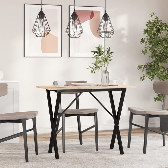 vidaXL - Eettafel - X-frame - 100x50x75 - cm - massief - grenenhout - en - staal