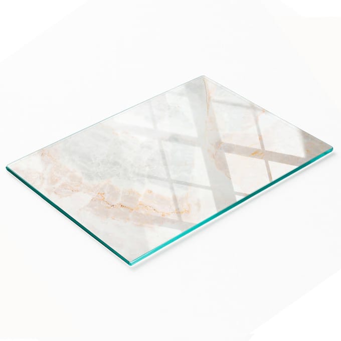 Keuken serveerplank van gehard glas met marmerprint, 80x52 cm