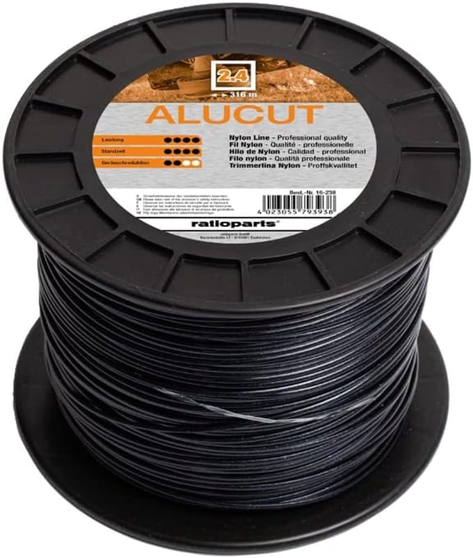 Trimmerdraad 2,4 mm 4-kant zwart - 316m Nylon Draad Aluminium Cut