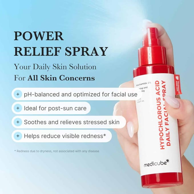 medicube Power Soothing Spray 125ml – Hypochlorous Acid Face Mist voor Gezicht & Huid – Kalmerende Gezichtsspray voor Gevoelige Huid & Post-Sun Care - Korean Skincare