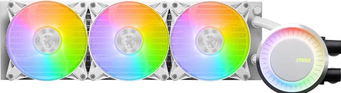 CPU koeling - MSI MAG CORELIQUID E360 WHITE - Vloeistofkoelsysteem processor - 360 mm - 3x 120 mm RGB fan - Wit