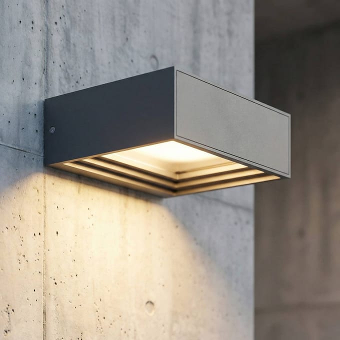 Lucande LED wandlamp Ashkan, antraciet, IP65