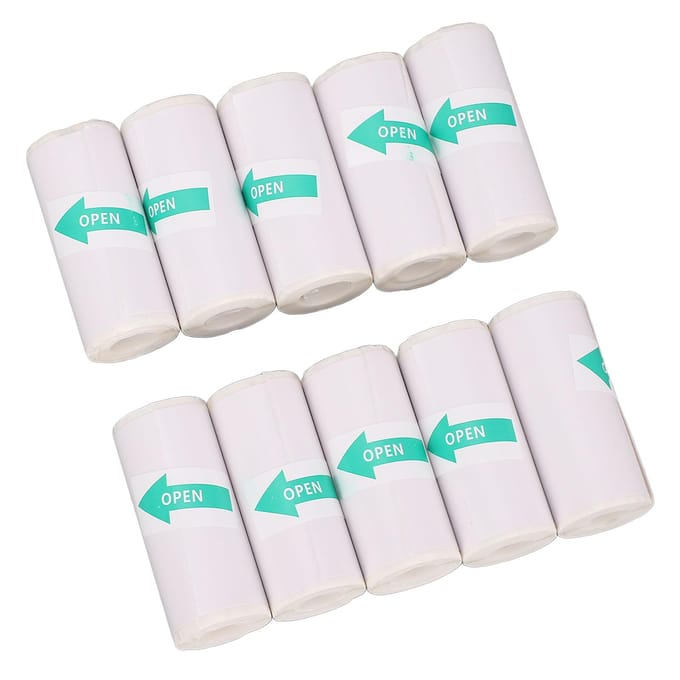 10 Rollen Thermisch Printpapier 57x25mm PVC Zelfklevende Thermische Sticker voor Draagbare Printer Camera white