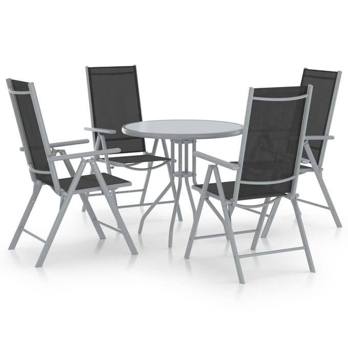 vidaXL - 5-delige - Tuinset - aluminium - en - textileen - zilverkleurig