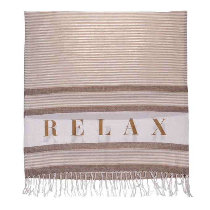 Hamamdoek - Relax - Wit Creme Bruin - Saunadoek - Hammamdoek - 80 x 170 cm