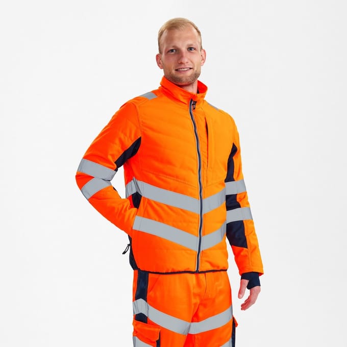 Engel Safety gewatteerde jack 1159-158 - Hi-vis Orange / Blue Ink - S
