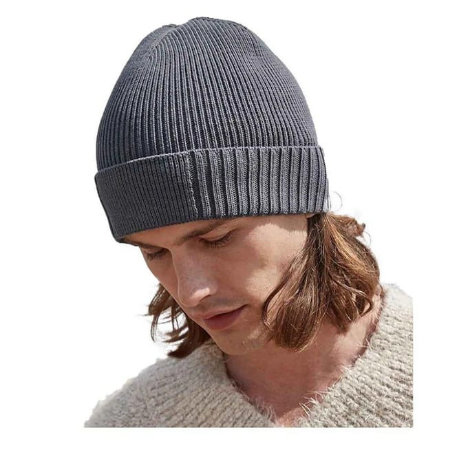 Beechfield Organic Cotton Engineered Patch muts (Grafietgrijs)
