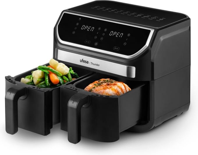 Ufesa Thunder Dubbel 9 l Vrijstaand 1700 W Heteluchtfriteuse Zwart