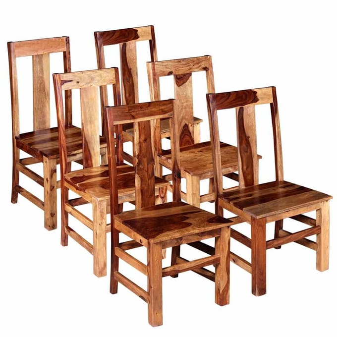 vidaXL - Eetkamerstoelen - 6 - st - massief - hout