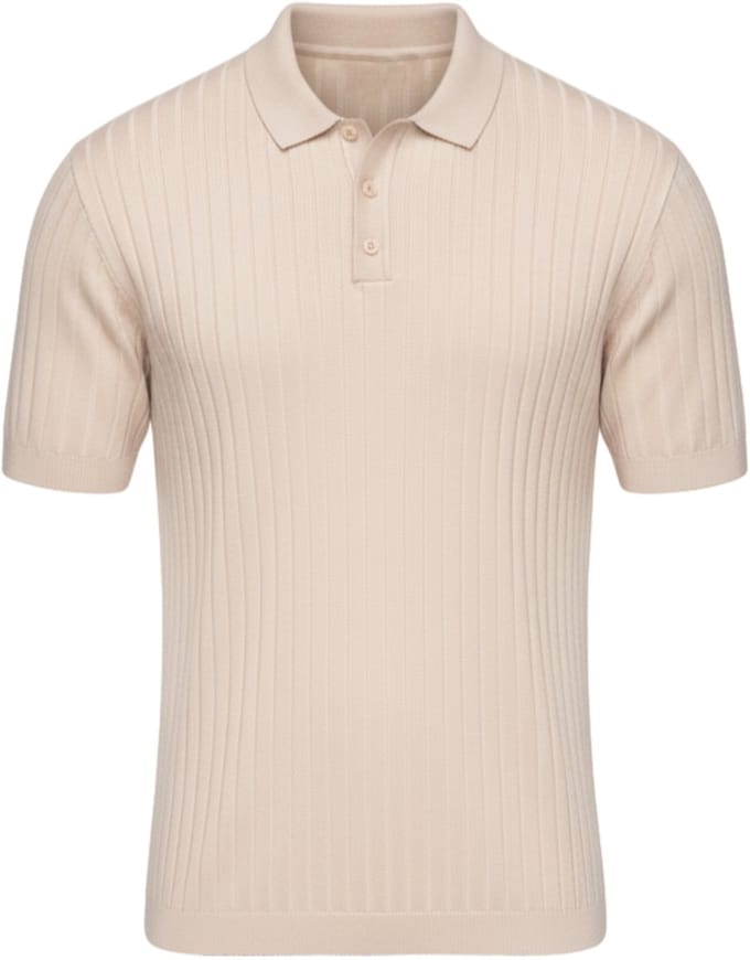 OMBRE Polo - Slim Fit - Viscose - Korte Mouw Beige L
