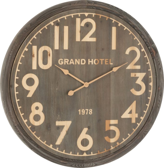 J-Line klok Grand Hotel - hout - naturel - large - Ø 79.5 cm