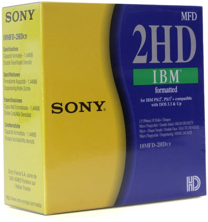 Sony IBM formatted 3.5'' floppy diskettes 1.44MB / Sony MFD-2HD / 10 Pack.
