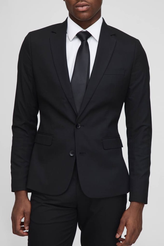 Super Skinny Single Breasted Suit Jacket | Black | Size 52