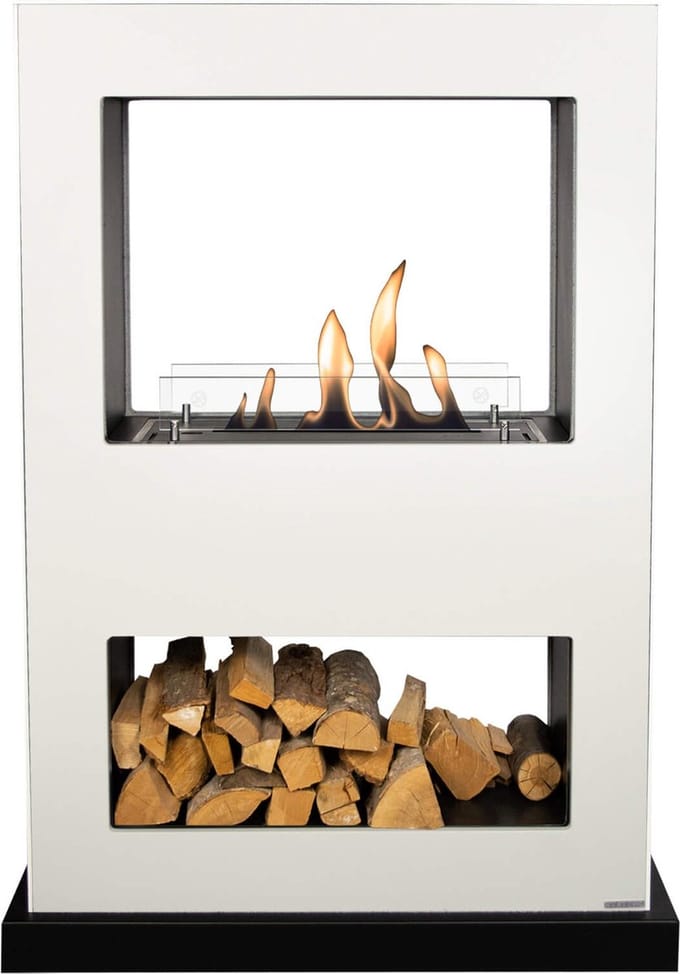 Xaralyn Bio-ethanol haard - Lasize BW - wit hout - 3 KW verwarming - sfeerhaard - doorkijkhaard - room divider