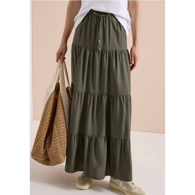 Maxirok met volants en elastische tailleband