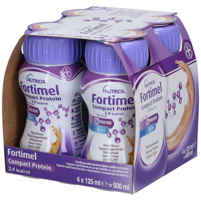 Fortimel Compact Protein 2.4kcal | Mokkasmaak Voedingssupplement Ondervoeding 4x125 Drinkbare oplossing