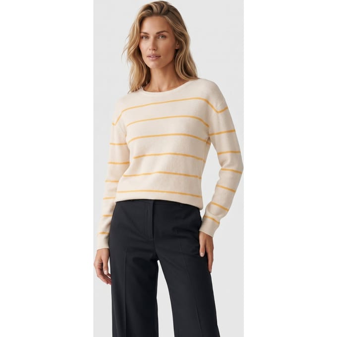 Brooks Brothers Striped Cotton Crewneck Yellow Größe: M | Pullover Outlet | Damen | Gelb