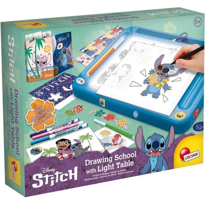 Kit de dessin - LISCIANIGIOCHI - STITCH - Table lumineuse - Modèles, Feutres