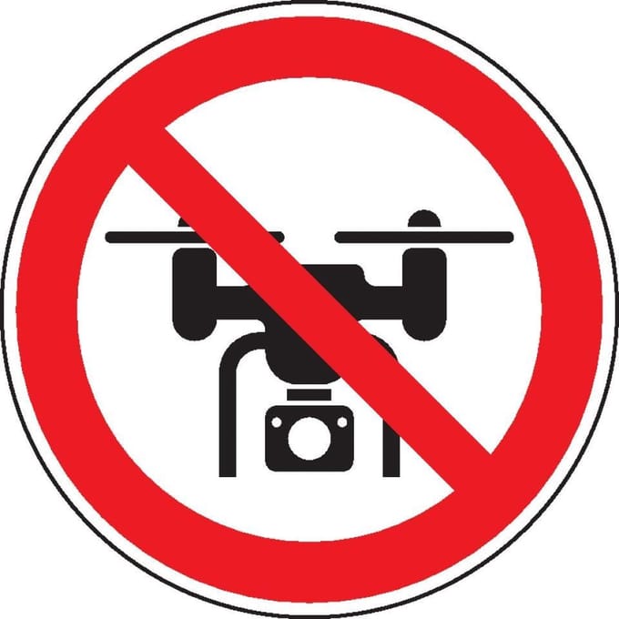 Verboden voor drones bord - kunststof 300 mm