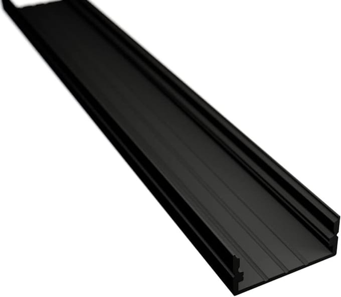 Aluminium profiel strip - LED strip houder - Decoratieve verlichting - Extra brede constructie - 2 meter lengte - Zwart
