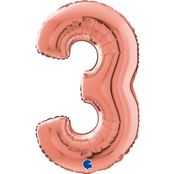 Grabo Balloons - Folieballon - Cijfer 3 - rose goud - 66cm