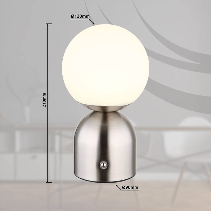 Globo Julsy LED tafellamp, nikkelkleurig, hoogte 21 cm, CCT