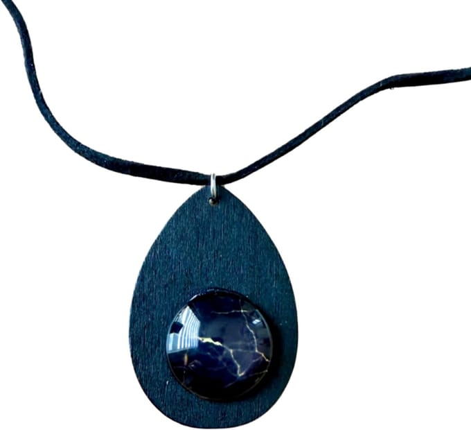 Ketting Amara zwart hout verstelbaar - Charme Bijoux