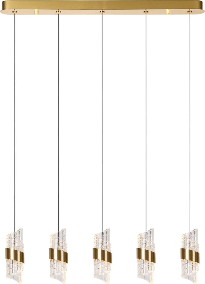 Lucide KLIGANDE - Hanglamp - LED Dimbaar - 5x7,8W 2700K - Mat Goud / Messing