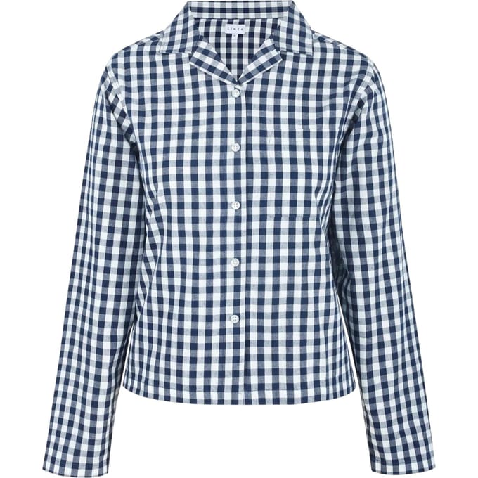 Linea Dames/Dames Gingham geruit, ontspannen overhemd met lange mouwen (Marine, Wit)