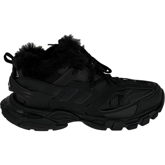 Balenciaga Track Sneakers met nepbontvoering in Zwarte Polyurethaan