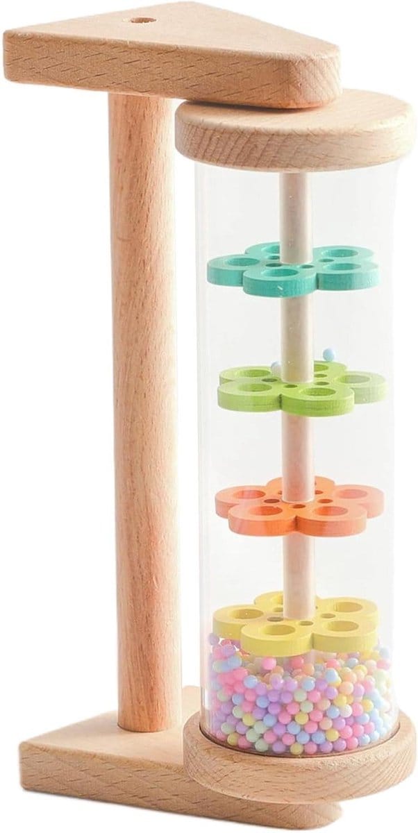 Regenstok - Muziekinstrument - Sensorische Ontwikkeling - Veilig Hout PP - 19.9 cm - Multicolor