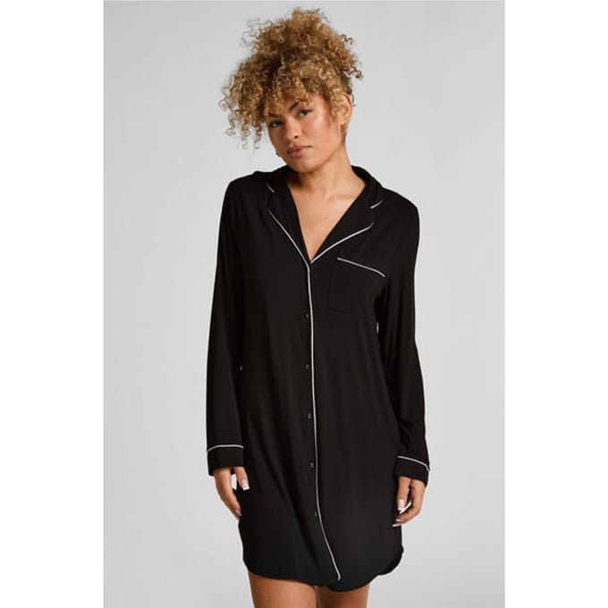 Hunkemöller Dames Nachtmode Nachthemd Jersey Essential - Zwart - maat S