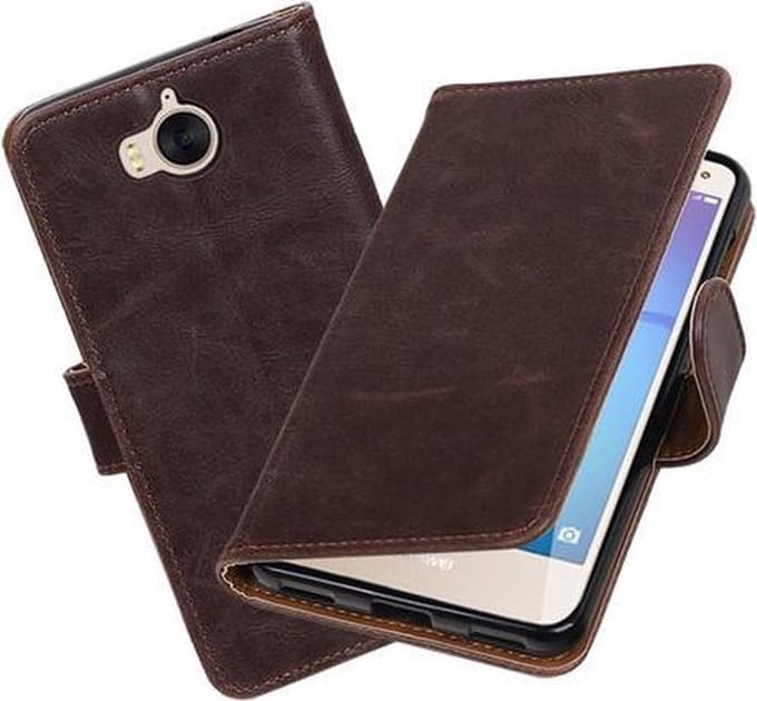 BestCases.nl Huawei Y5 2017 / Y6 2017 Pull-Up booktype hoesje Mocca