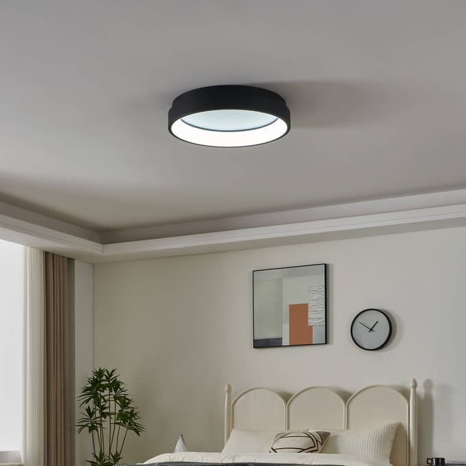 EGLO connect.z Marghera-Z Smart Plafondlamp - Ø 60 cm - Zwart/Wit - Instelbaar RGB & wit licht - Dimbaar - Zigbee