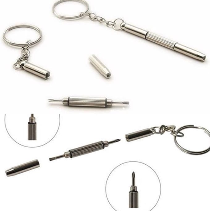 *** Bril Schroevendraaier Reperatie Set - Sleutelhanger 3 in 1 - Onderweg Survival - van Heble® ***