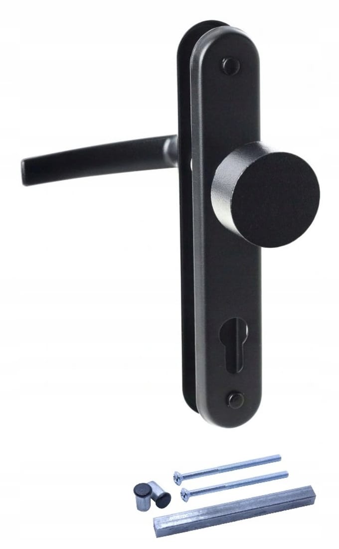 Aluminium Deurklink met Rozet, Zwart, 90mm Hartafstand
