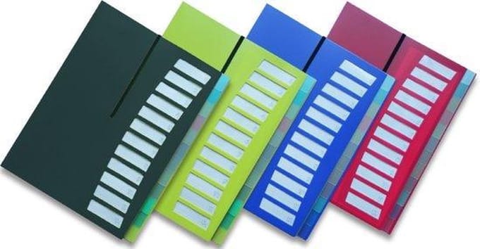 EXXO-HFP #40236 - A4 "Hand-out"- Huiswerk- Projectmap - 12 tassen/tabs - Lime groen - 25 stuks